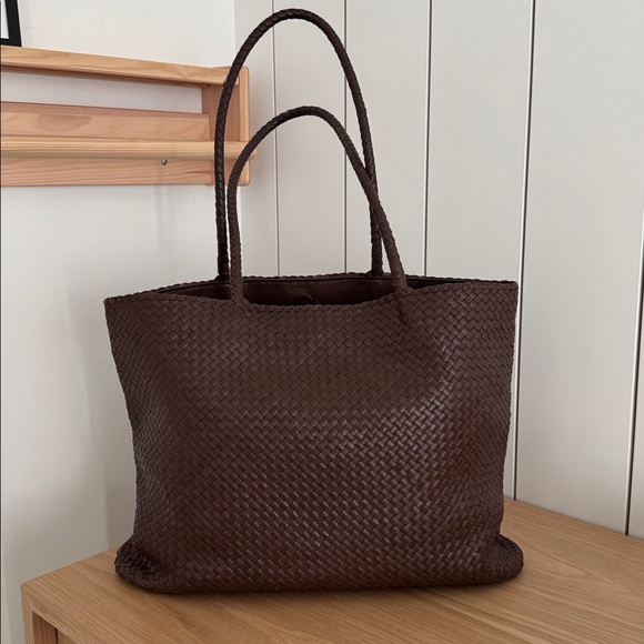Quince Handbags - Quince Italian Leather Handwoven Tote in Brown